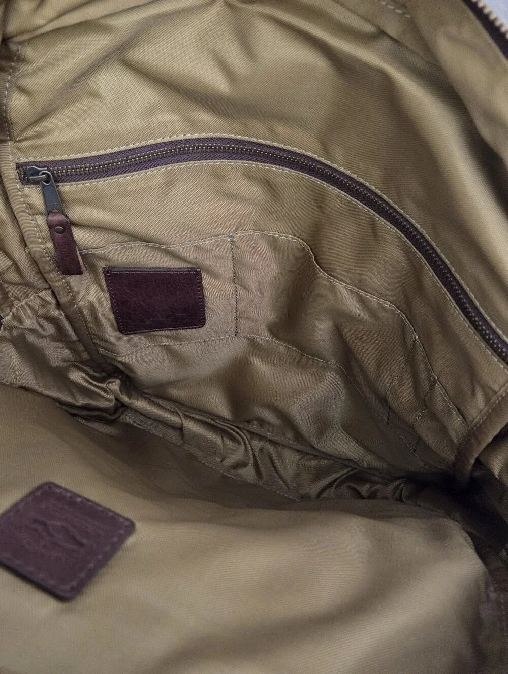 MISSION MERCANTILE CAMPAIGN WAXED CANVAS BACKPACK BAG - FOREST CANVAS / SMOKE
